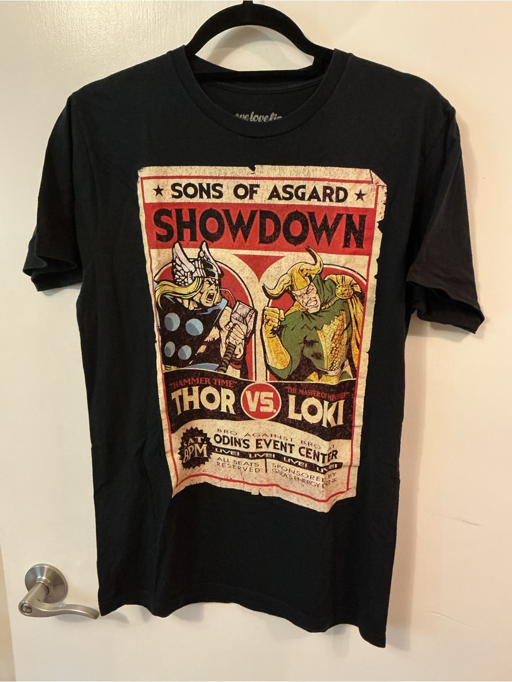 Sons of Asgard Showdown Graphic Tee - Black with Red & Cream Poster Print